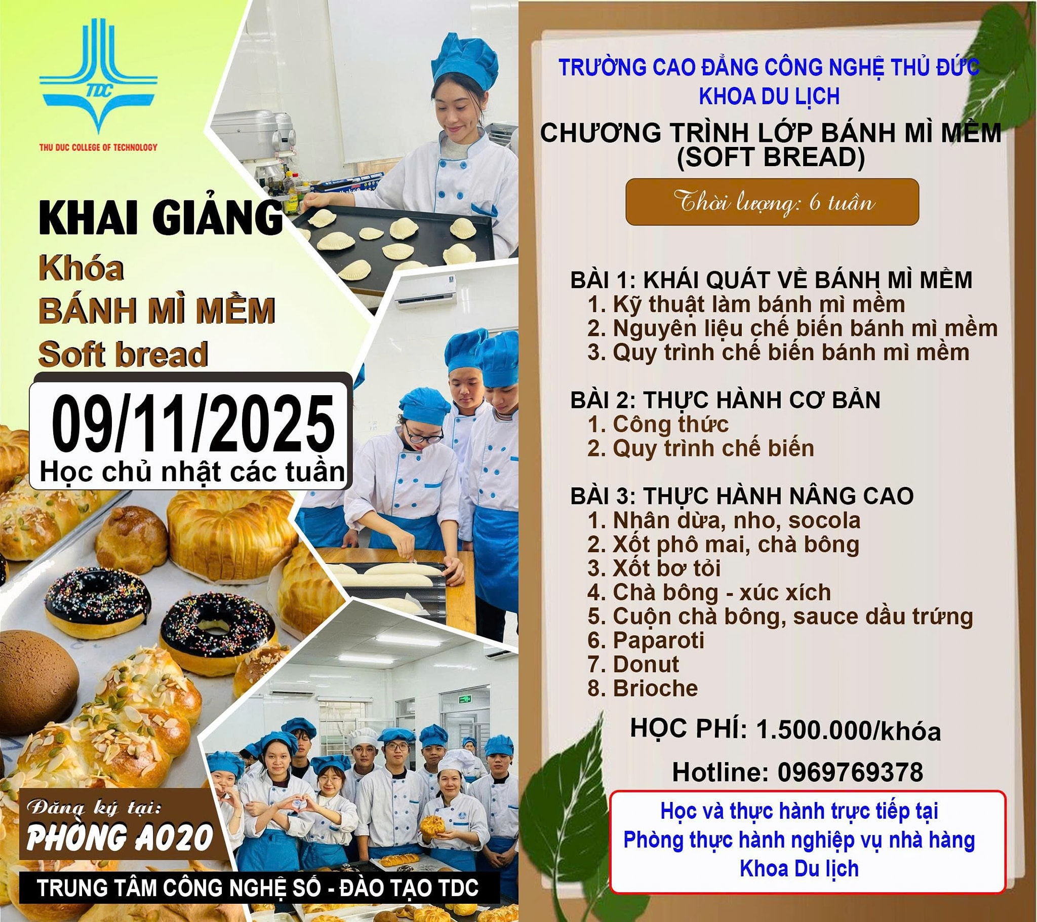 LỚP LÀM BÁNH MÌ MỀM